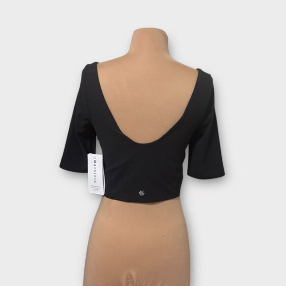 NWT Athleta Exhilarate Crop Top M Black Cropped Tee Top Active NEW A-C - Picture 4 of 8